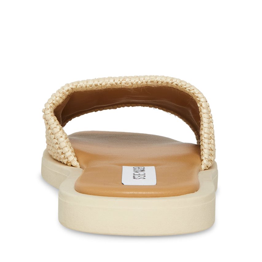 Beige Steve Madden Leigh Natural Women's Slides | PH 2059ICX